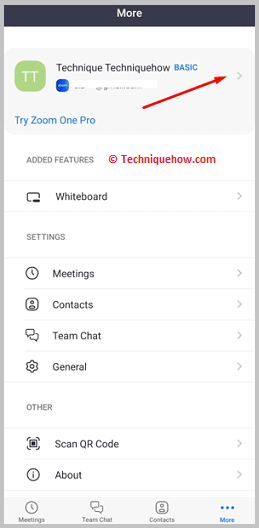 Click on profile