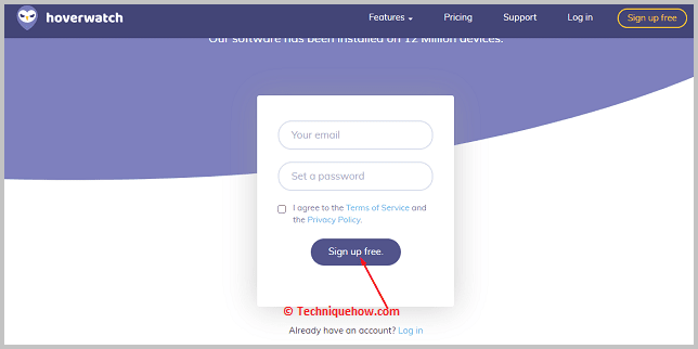 Click on signup