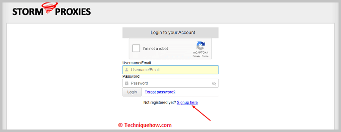 Click on signup