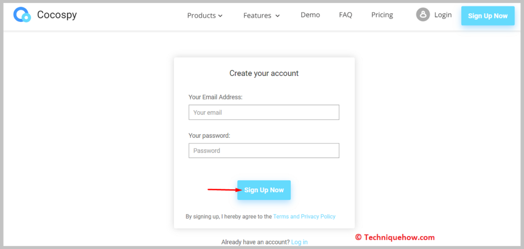 Create your account cocospy