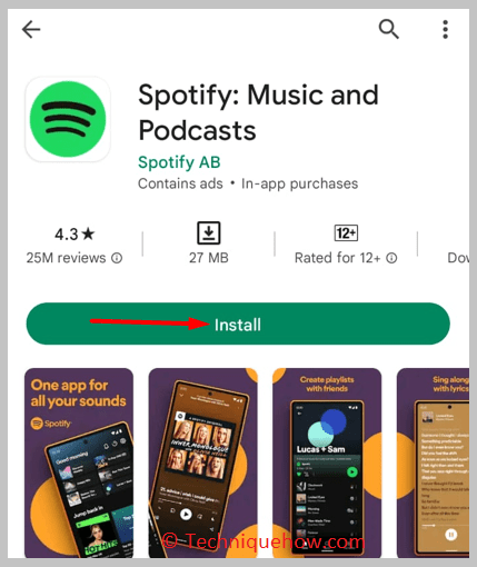 Download and install the Spotify application