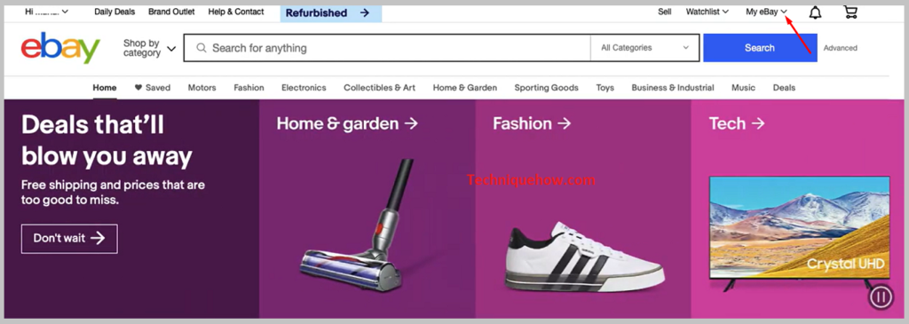 Go to My eBay website
