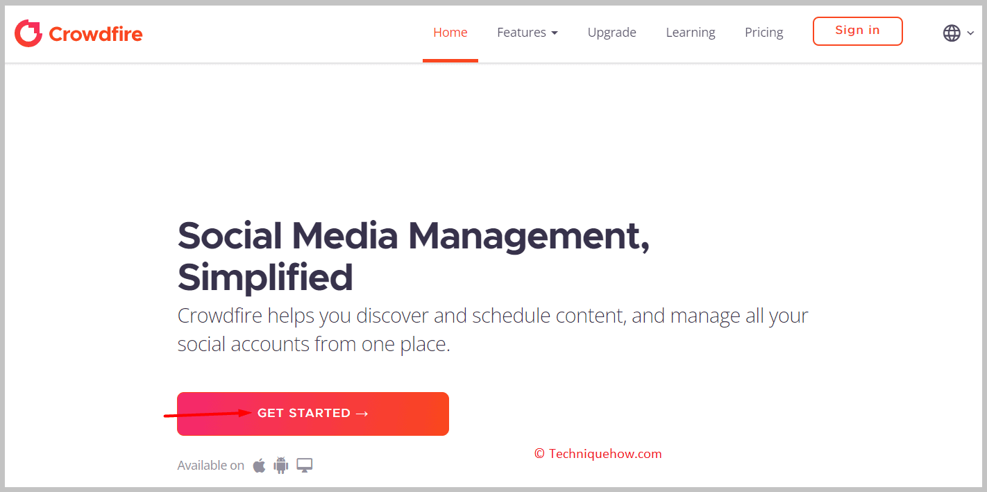 Go to the Crowdfire website