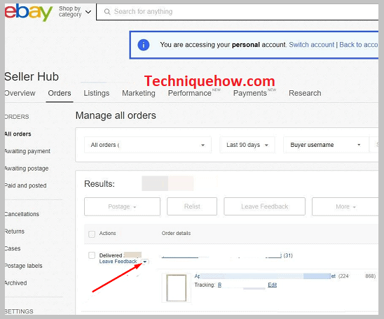 Leave Feedback option ebay website
