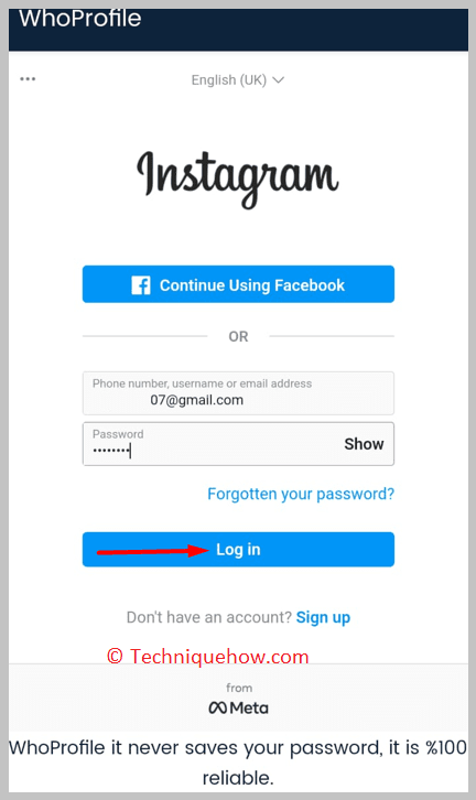Now log in with your account