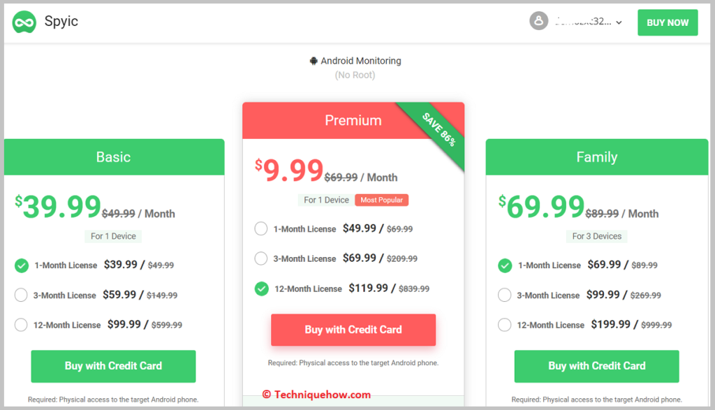Pricing website