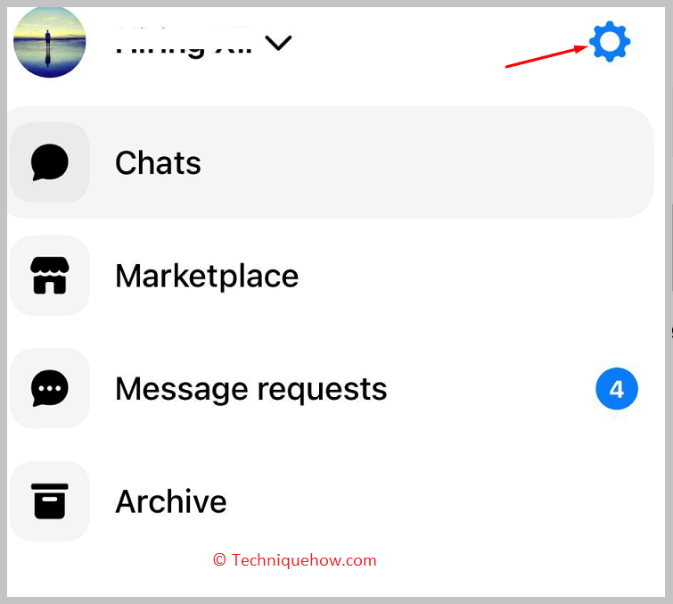 Profile icon from the top left corner