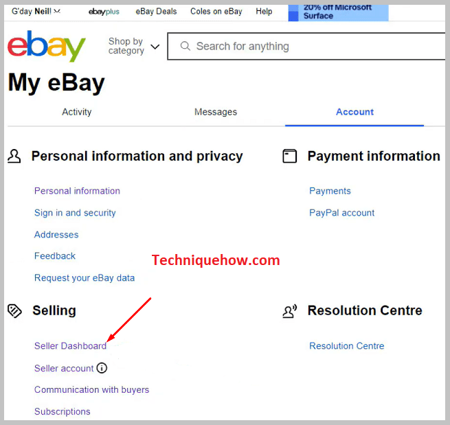 Seller dashboard ebay