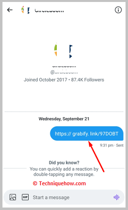 Sent link on twitter