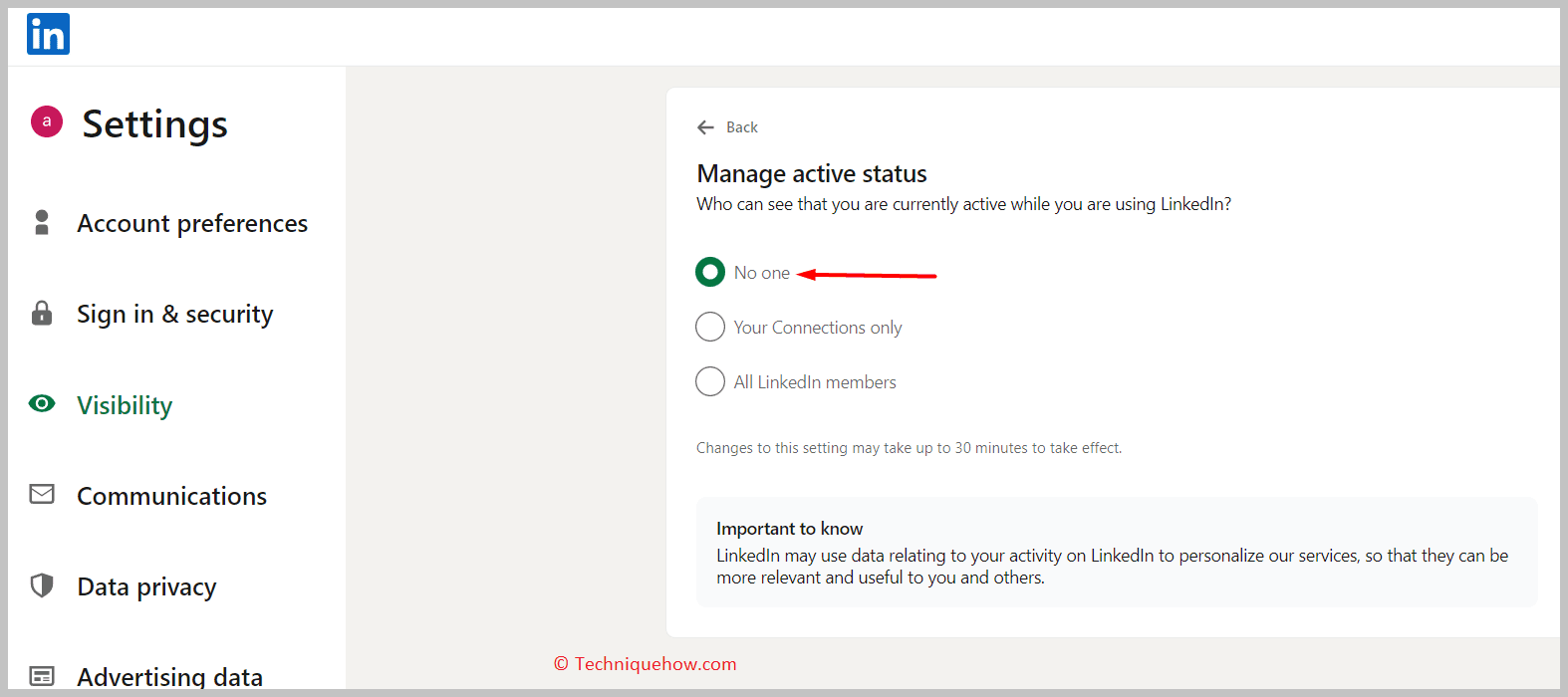 To turn it off select No one