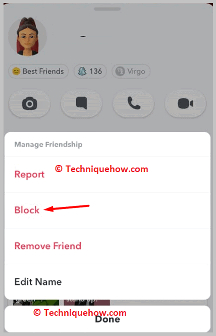 You're blocked or removed by the person