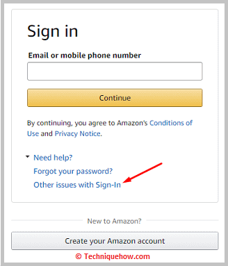 click on Other issues with Sign in