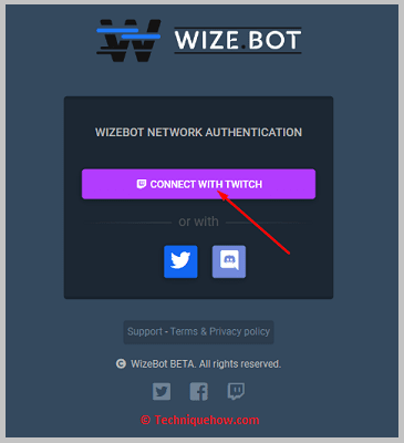 click on the CONNECT WITH TWITCH button.Â