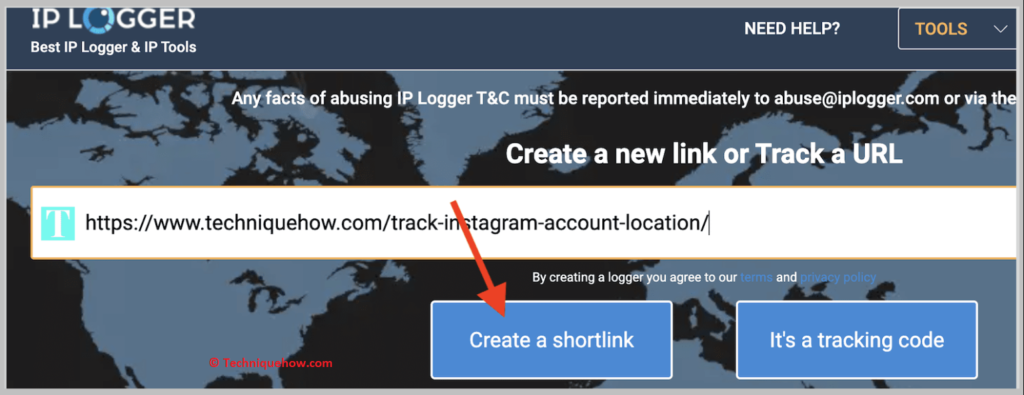 click on the Create a Shortlink button ip