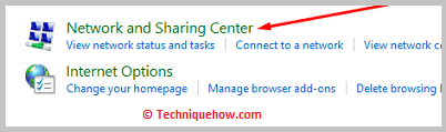 click on the Network and Sharing Centre option