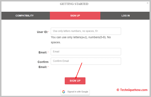 click on the SIGN UP button