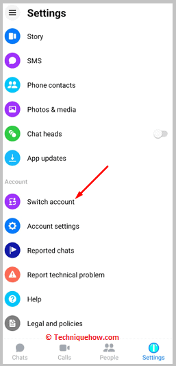 click on the Switch account option