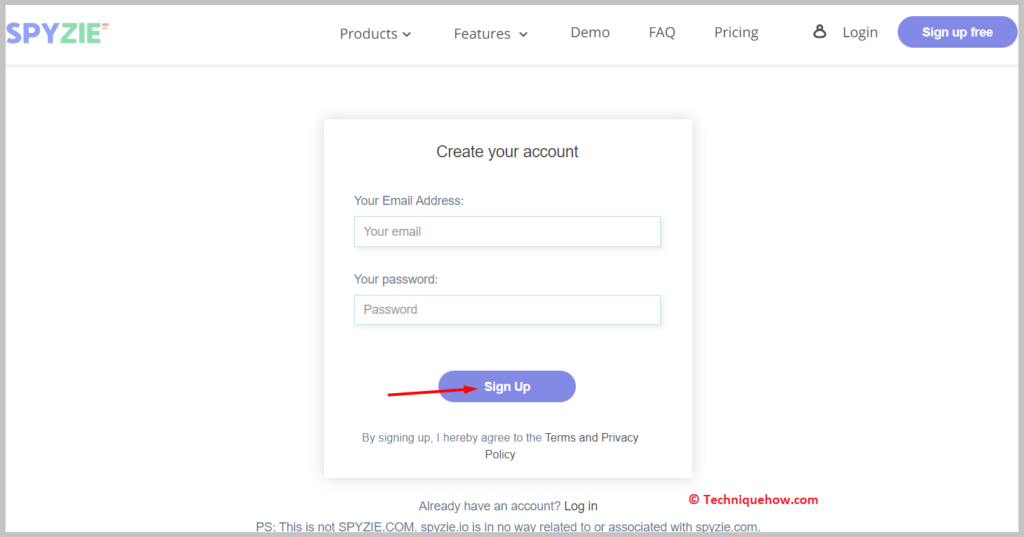 create your account.
