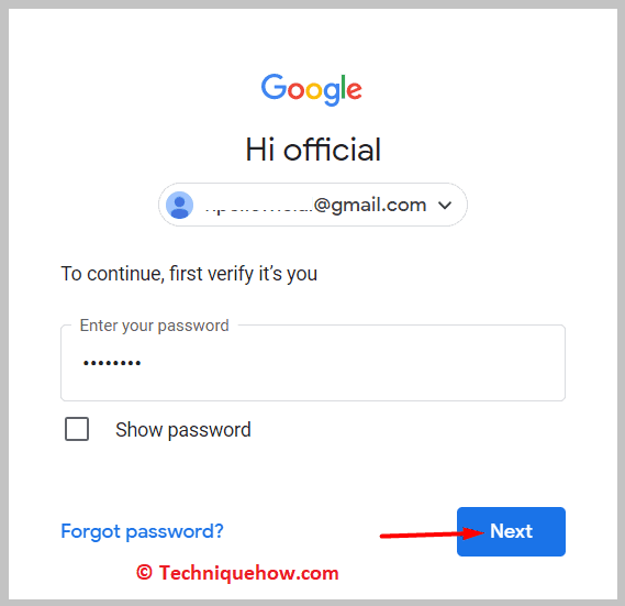 enter your email password