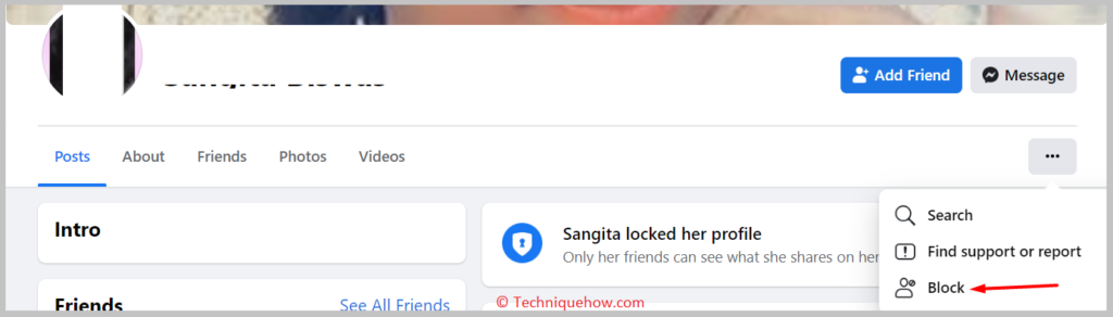 need to click on Block