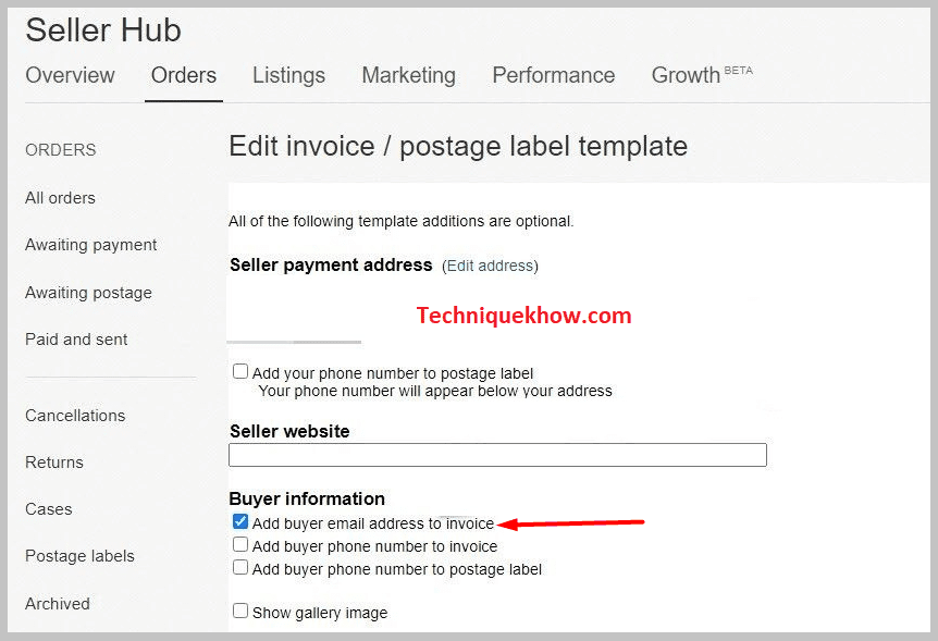next to Add buyer email address to invoice