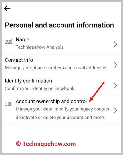 Click on Account Ownership and Control