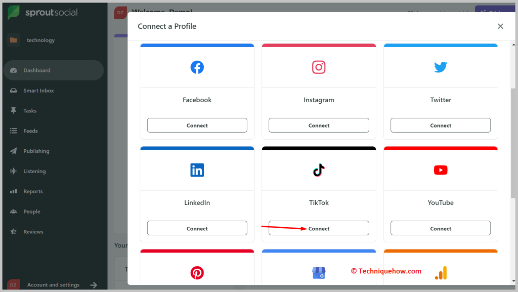 Click on Connect under TikTok