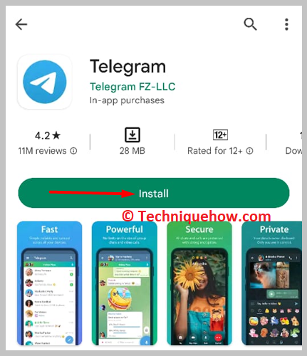 Click on Install next to Telegram