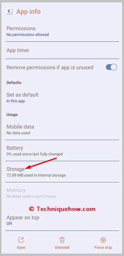 Click on Storage