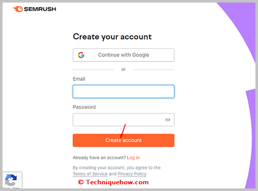 Click on create account