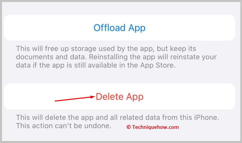 Click on the Delete App 