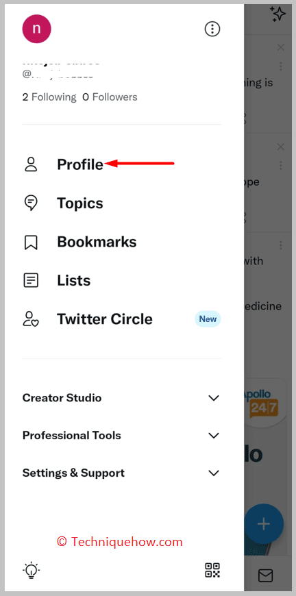 Click on the 'Profile' icon mobile