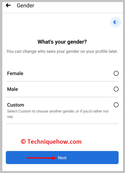 Enter your gender and click on Next