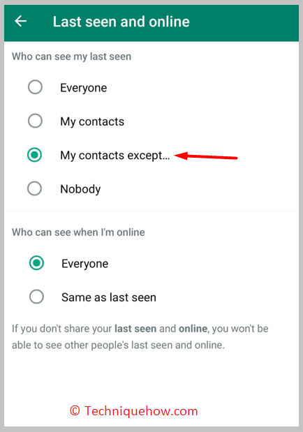 My contacts except… feature