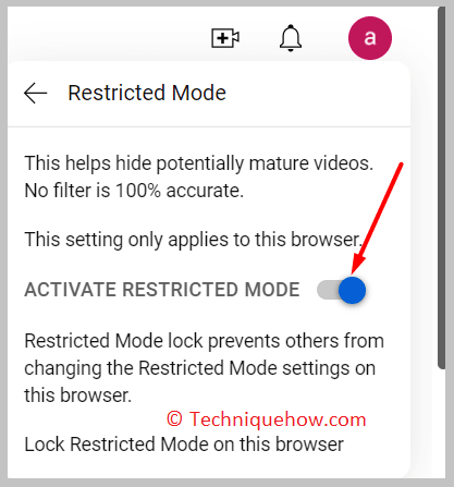 Restricted Mode toggle option is turned on