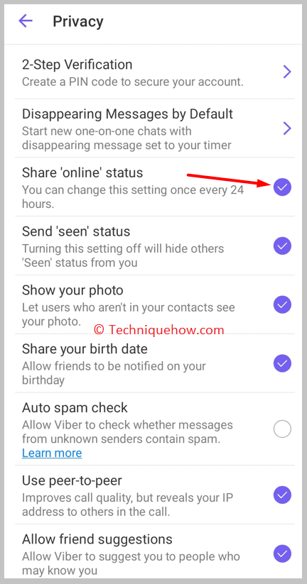 Share 'online'  status