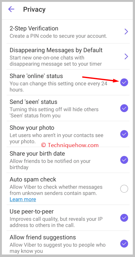 Share 'online'Â status
