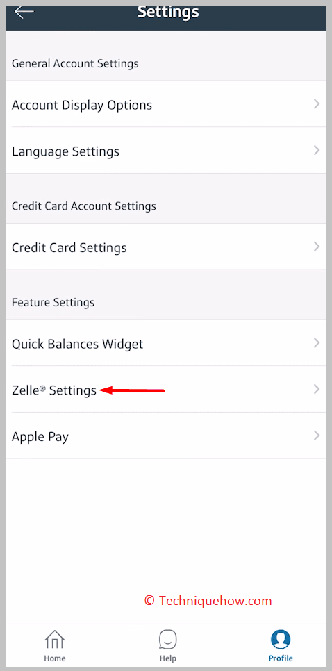 Tap on Zelle Settings