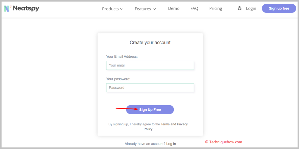 Then create an account by entering