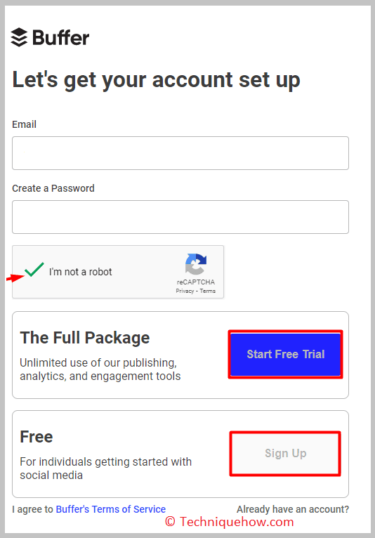 Then create your account