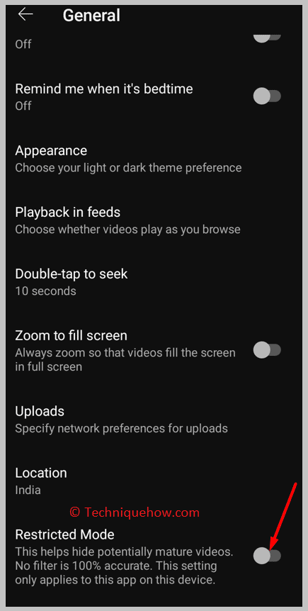 Turn off Restricted Mode