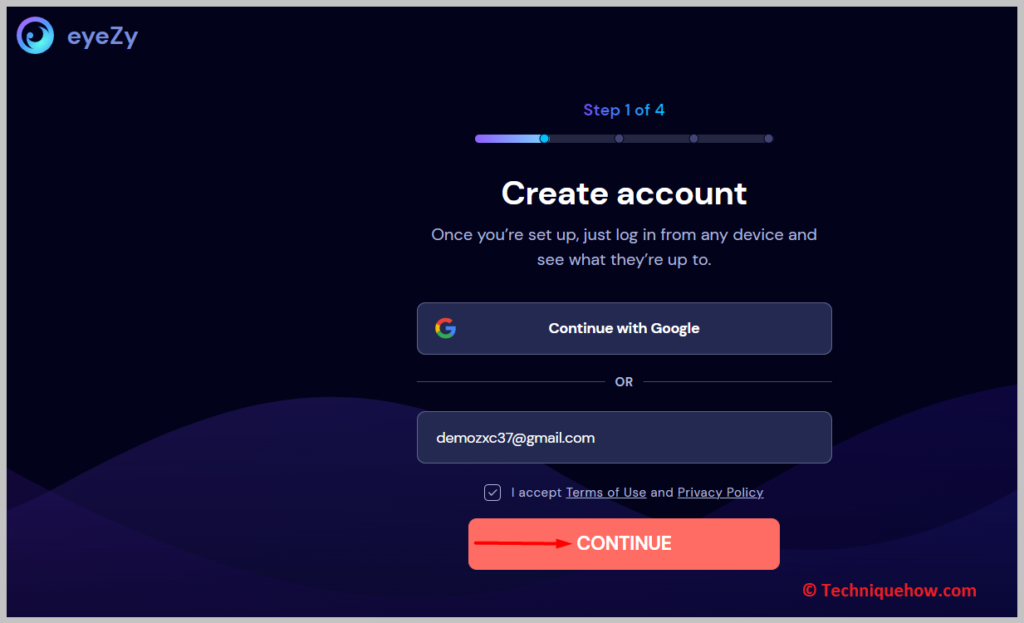 address and click on Continue