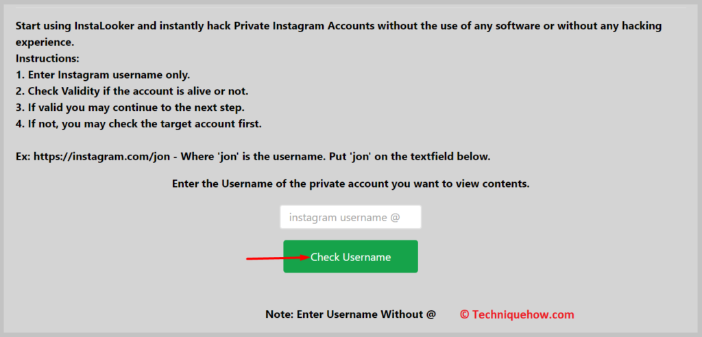 click on Check username