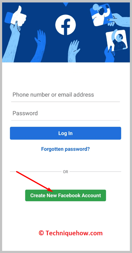 click on Create New Facebook Account.