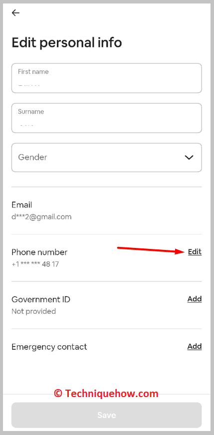 click on EDIT next to the Phone number