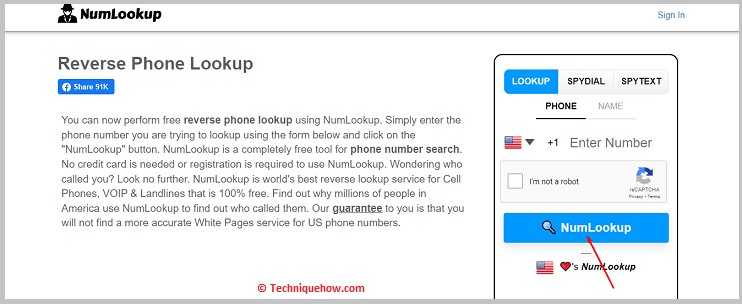 click on NumLookup