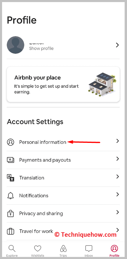 click on Personal Information