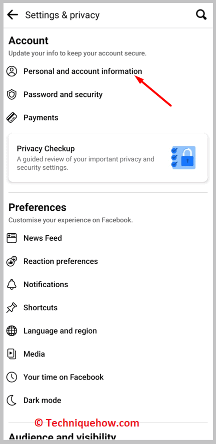 click on Personal and Account Information