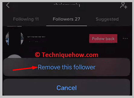 click on Remove this follower