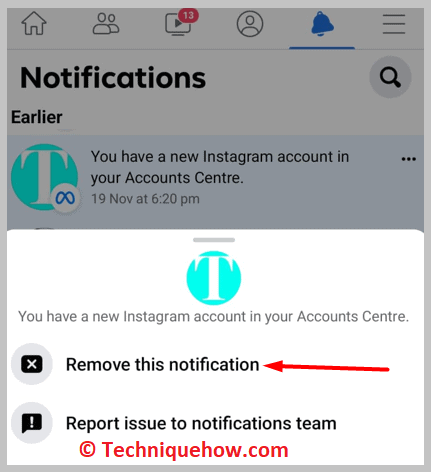 click on Remove this notification.